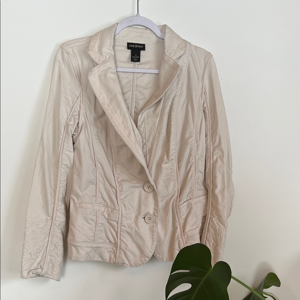 Embroidered Beige Women's Blazer